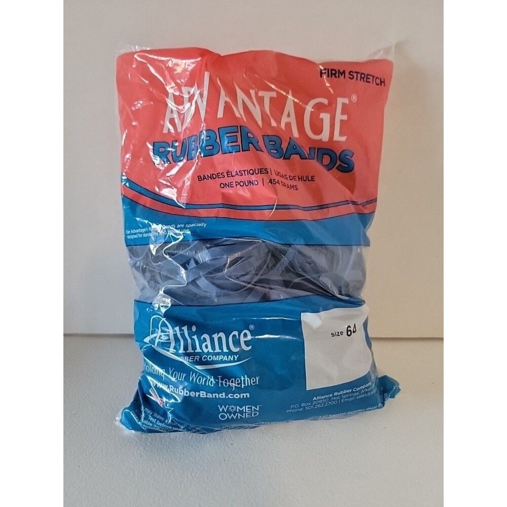 Alliance Advantage Rubber Bands Size 64 Firm Stretch 1 lb Bag Blue Gray